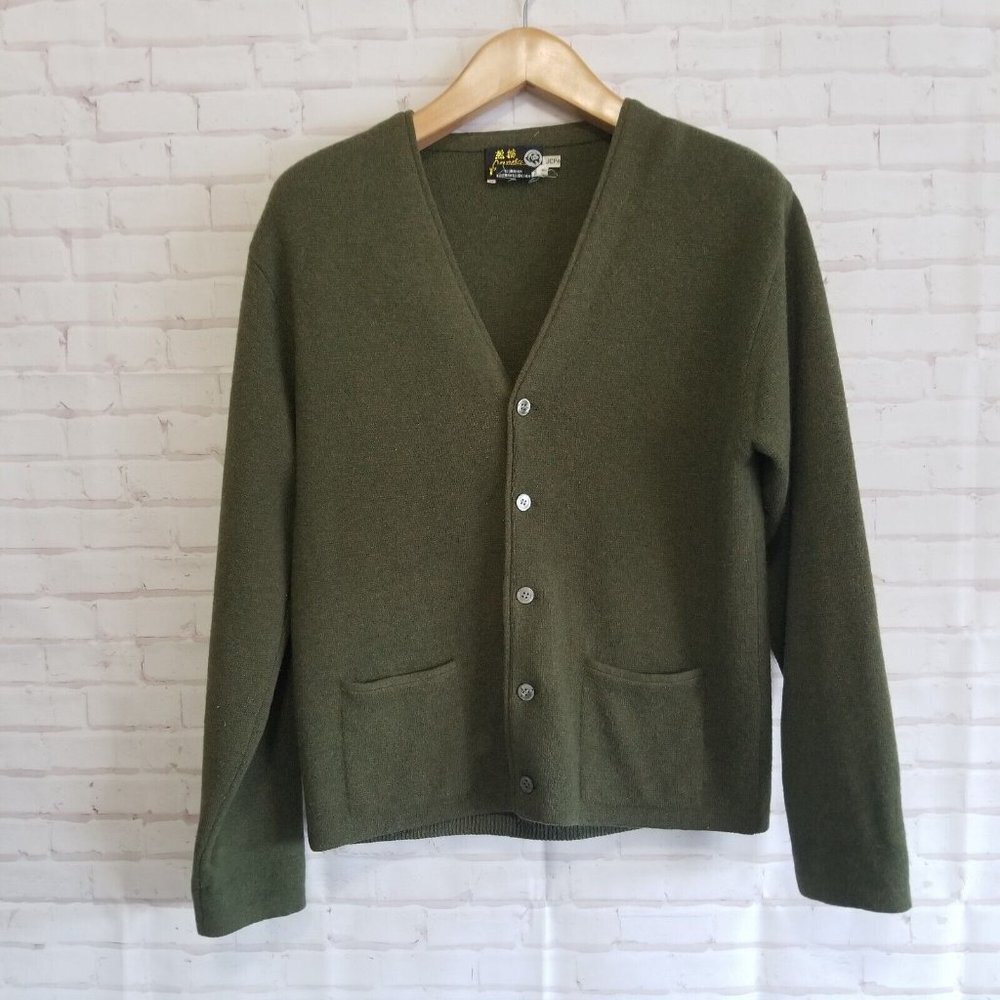 Vintage Panda JCPenney Cardigan Adult Medium Green Button Up Wool Blend